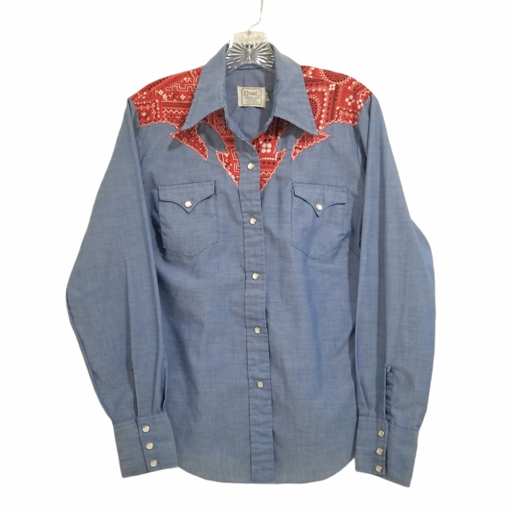 Vtg HbarC Ranch Collar Button Down Women 36 Shirt